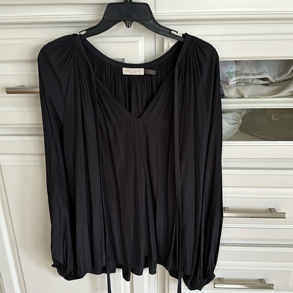 Ramy Brook New York Paris Poet Blouse Black Size Large